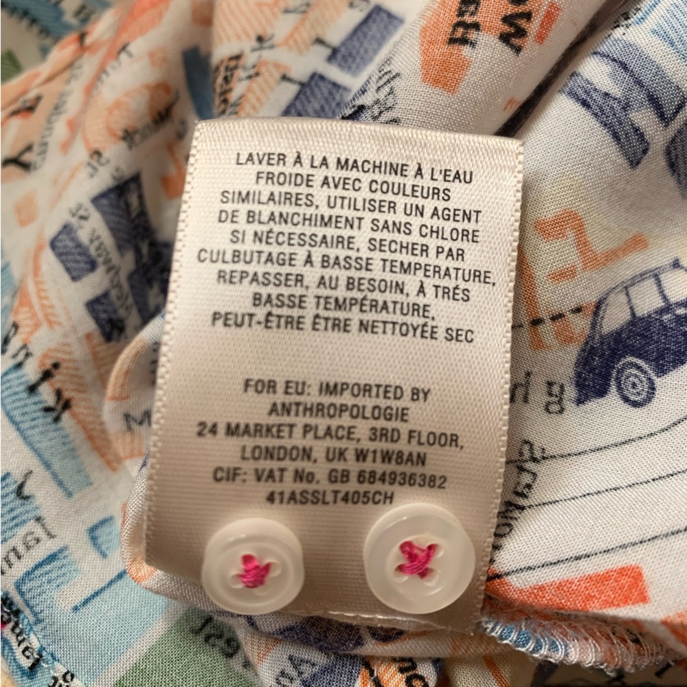 Maeve Anthropologie London Map Button-down Shirt with pockets, size 8/M - Picture 7 of 8